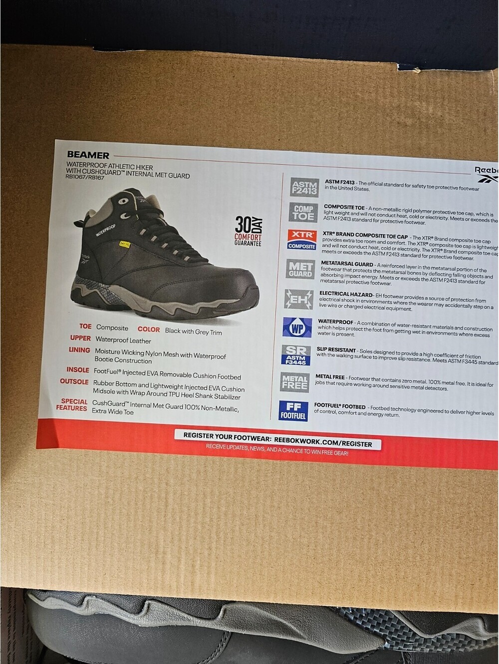 Reebok Beamer Composite Toe Waterproof Boots Men's Size 14 New in Box RB1067 - Picture 3 of 10